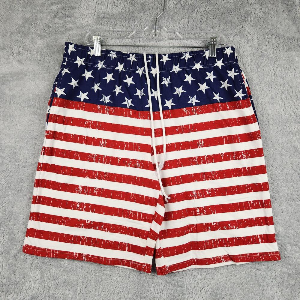 OT Revolution Swim Trunks Mens Medium American Flag USA Patriotic Lined Shorts